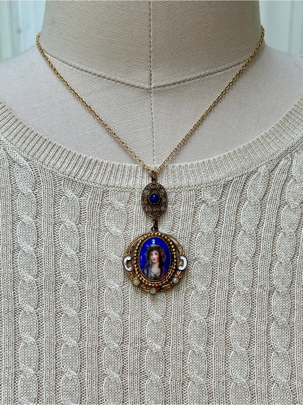 Neiger Brothers Porcelain Portrait Necklace